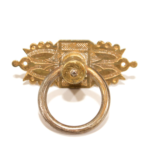 Victorian Brass Double Flower Ring Pull