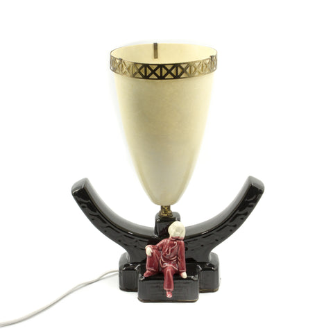 Porcelain Mid-Century Figural Person Table Lamp
