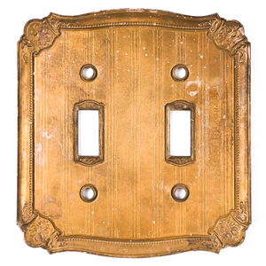 1920s Brass and Walnut Light Switch Plates