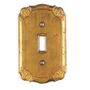 1920s Brass and Walnut Light Switch Plates