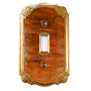 1920s Brass and Walnut Light Switch Plates