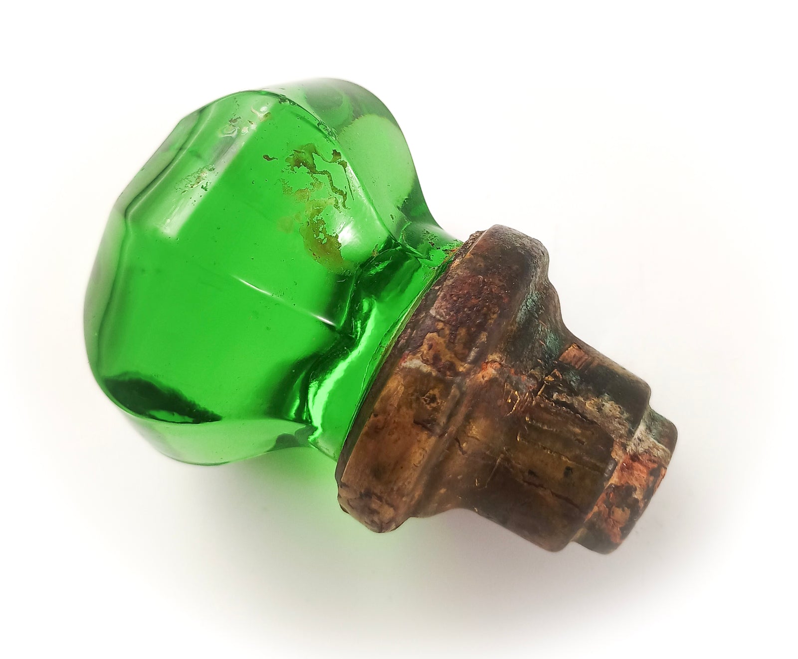 Antique Green Glass Doorknob