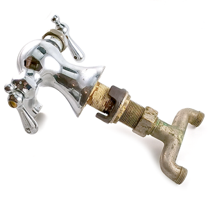 An antique chrome-plated mixer faucet