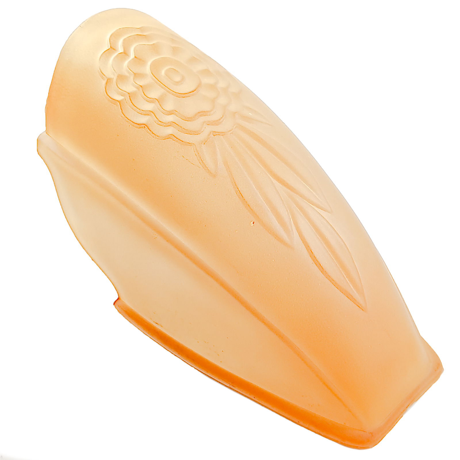An amber Art Deco glass slip shade with a molded flower design