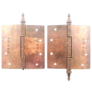 The backs of the hinges, showing patent stamps and size labels