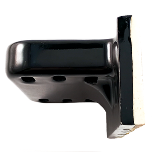 A side view of a porcelain wall-mounted toothbrush holder, glazed in glossy black