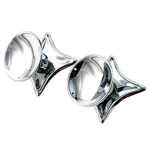Two round, shiny chrome-plated knobs with four-pointed star-shaped back plates