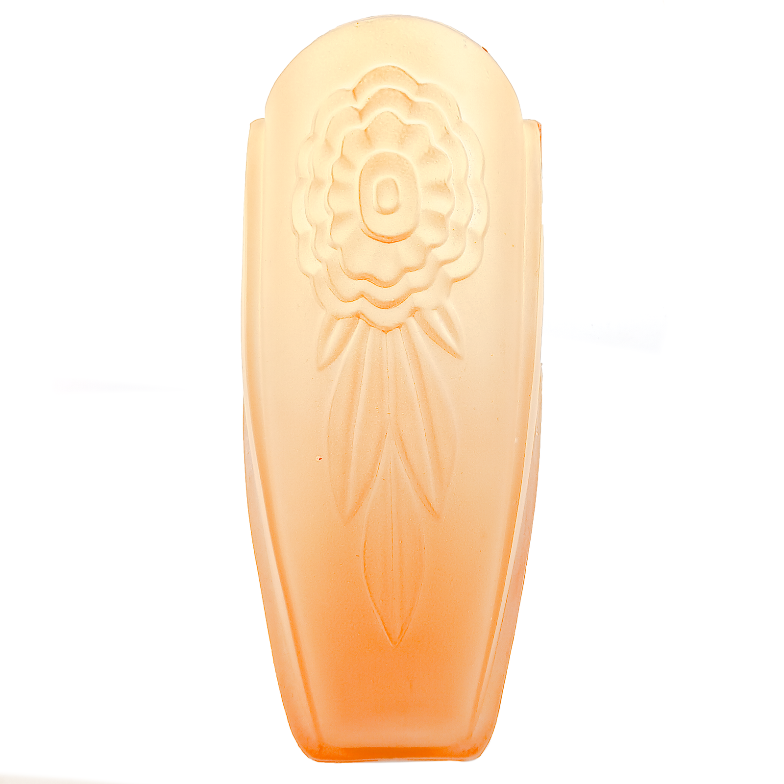 An amber Art Deco glass slip shade with a molded flower design