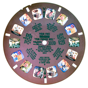 The "Fun Parade Reel" on a light box, showing good color on the film