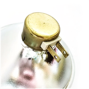 A close-up on the brass plug of a Westinghouse par lamp