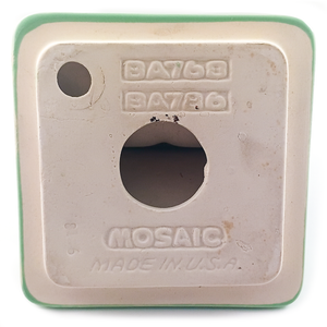 The unglazed back of the soap dish, showing the brand stamps and the model numbers BA768 and BA786