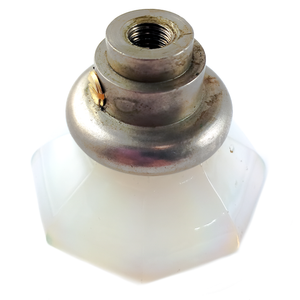 A photo of the base of the knob showing the threads inside the collar