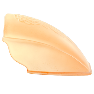 Side view of an amber Art Deco glass slip shade with a molded flower design