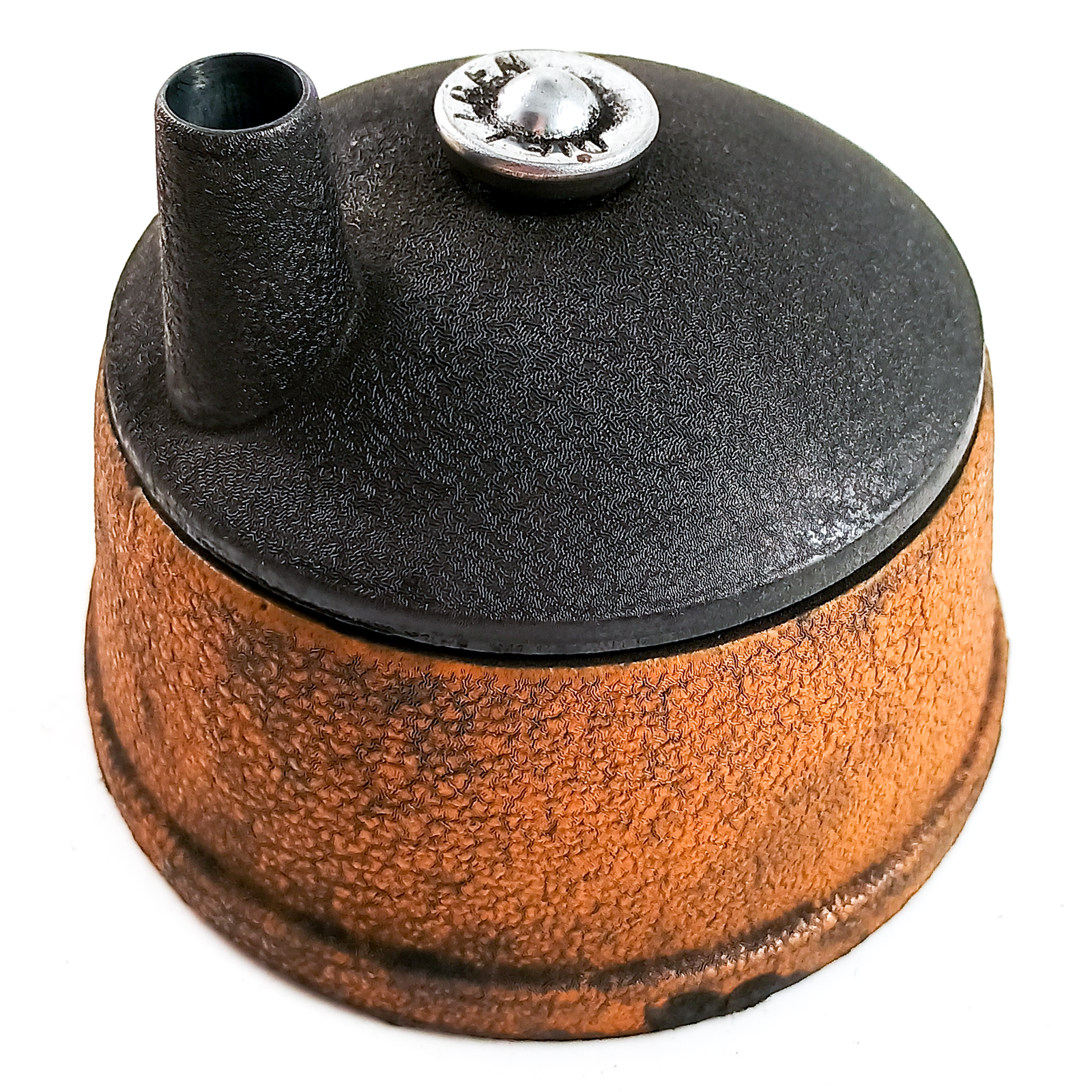 A vintage Dietzgen Sharpoint lead pointer made of cast iron with a cork grip, photographed alongside its graphite-stained original paper insert and its original yellow box