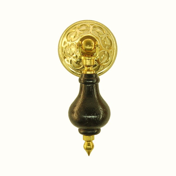 Wood and Brass Victorian Drop Pull