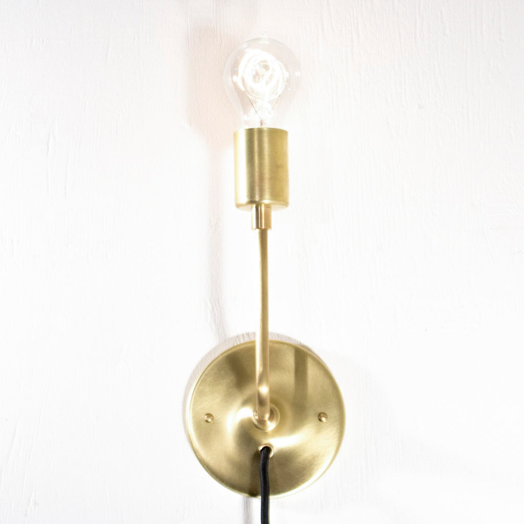 Modern Brass Schoolhouse Electric Plug Sconce