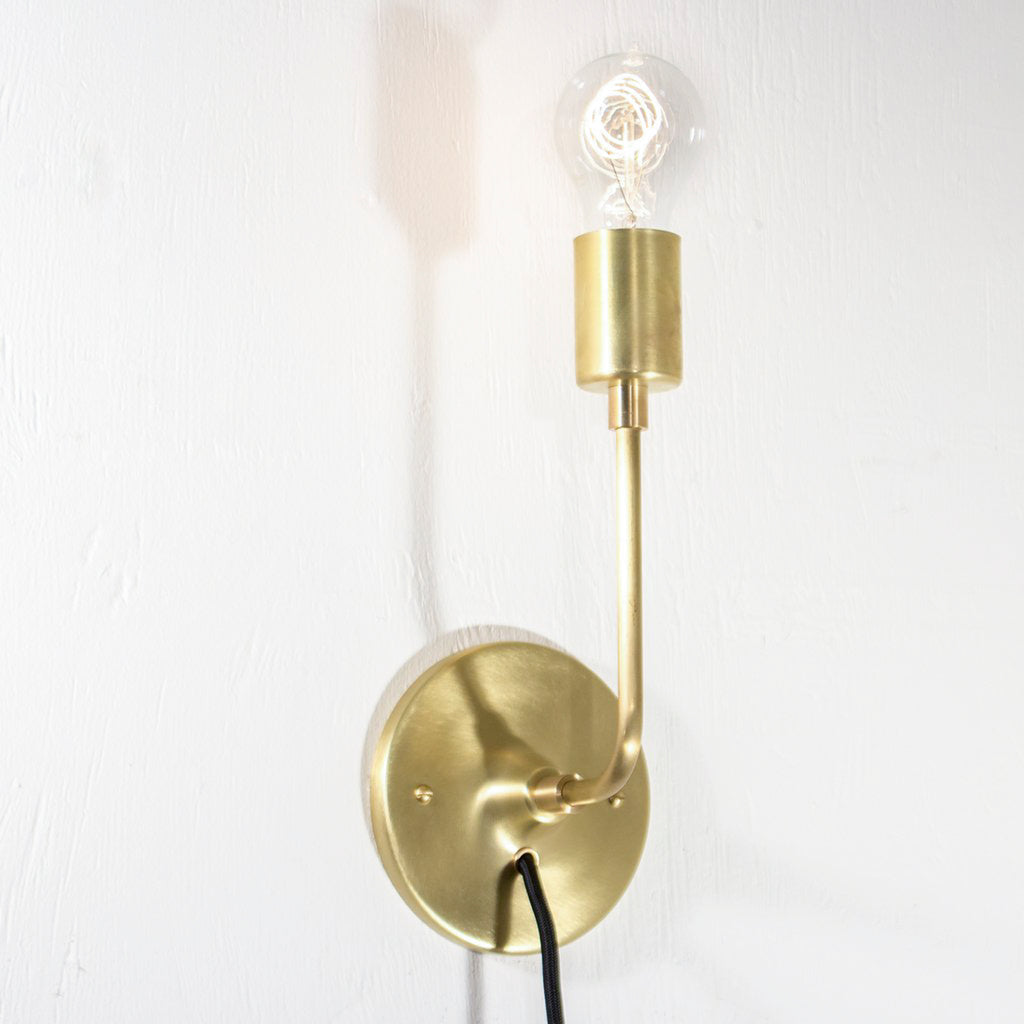 Modern Brass Schoolhouse Electric Plug Sconce