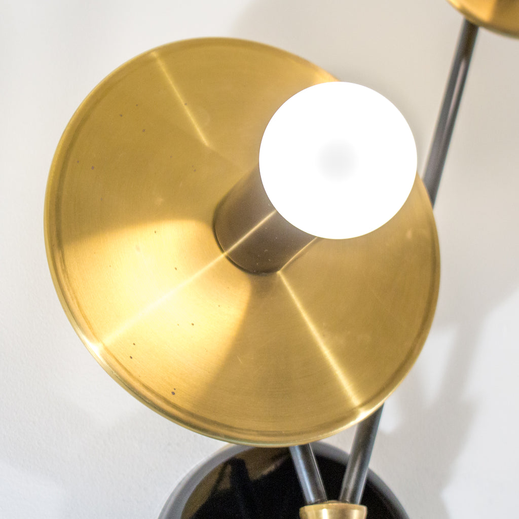 Retro Future Brass and Black Wall Sconce