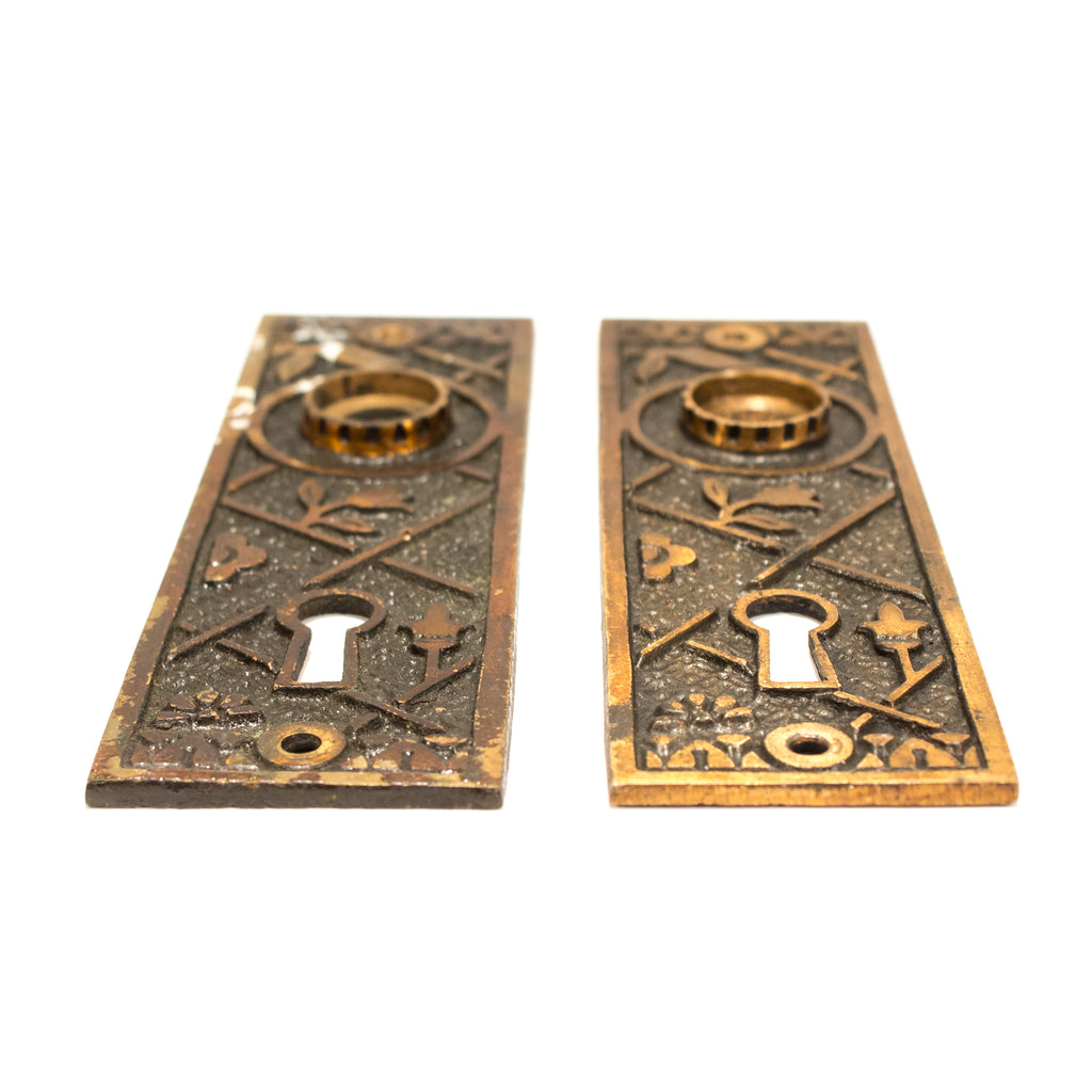 Ornate Victorian Brass Escutcheon Pair