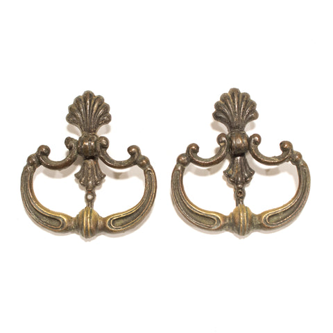 This is a pair of antique Colonial brass ring pulls 