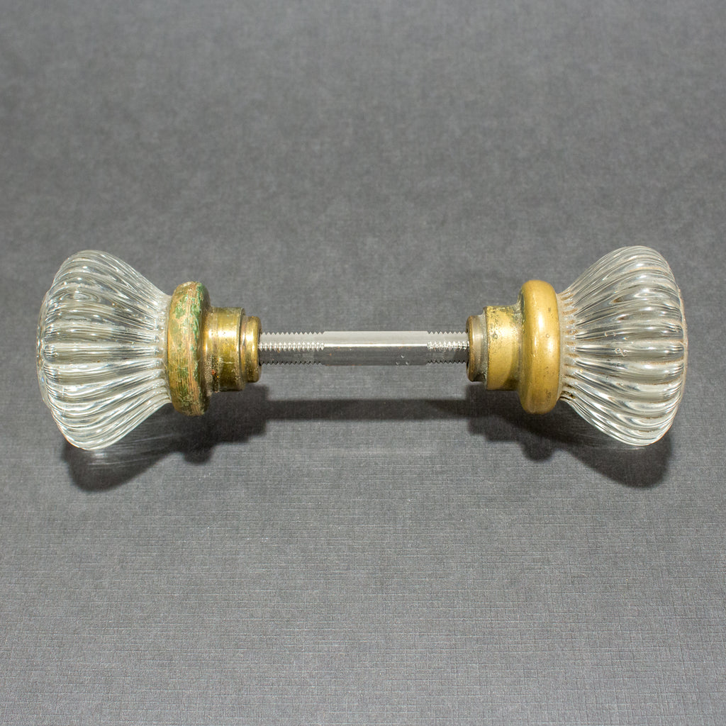 Rare Ridged Glass Doorknob Set
