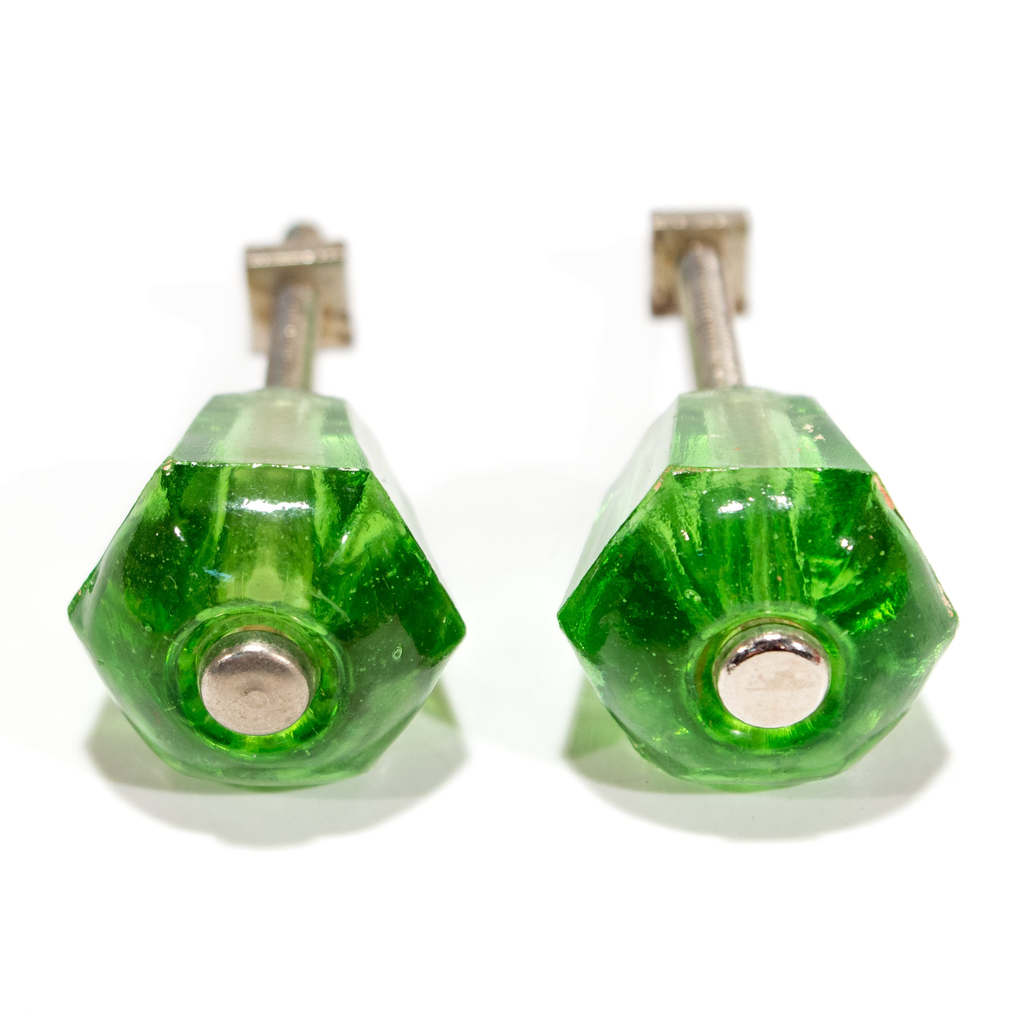 Deco Green Glass Cabinet Knobs (pair) - Hippo Hardware & Trading Company Deco Green Glass Cabinet Knobs (pair) - Hippo Hardware & Trading Company
