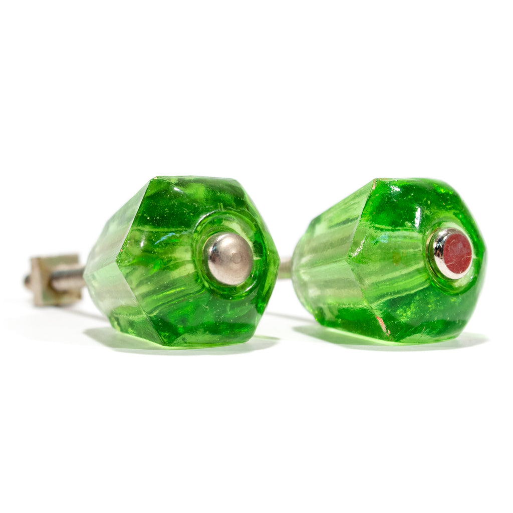Deco Green Glass Cabinet Knobs (pair)