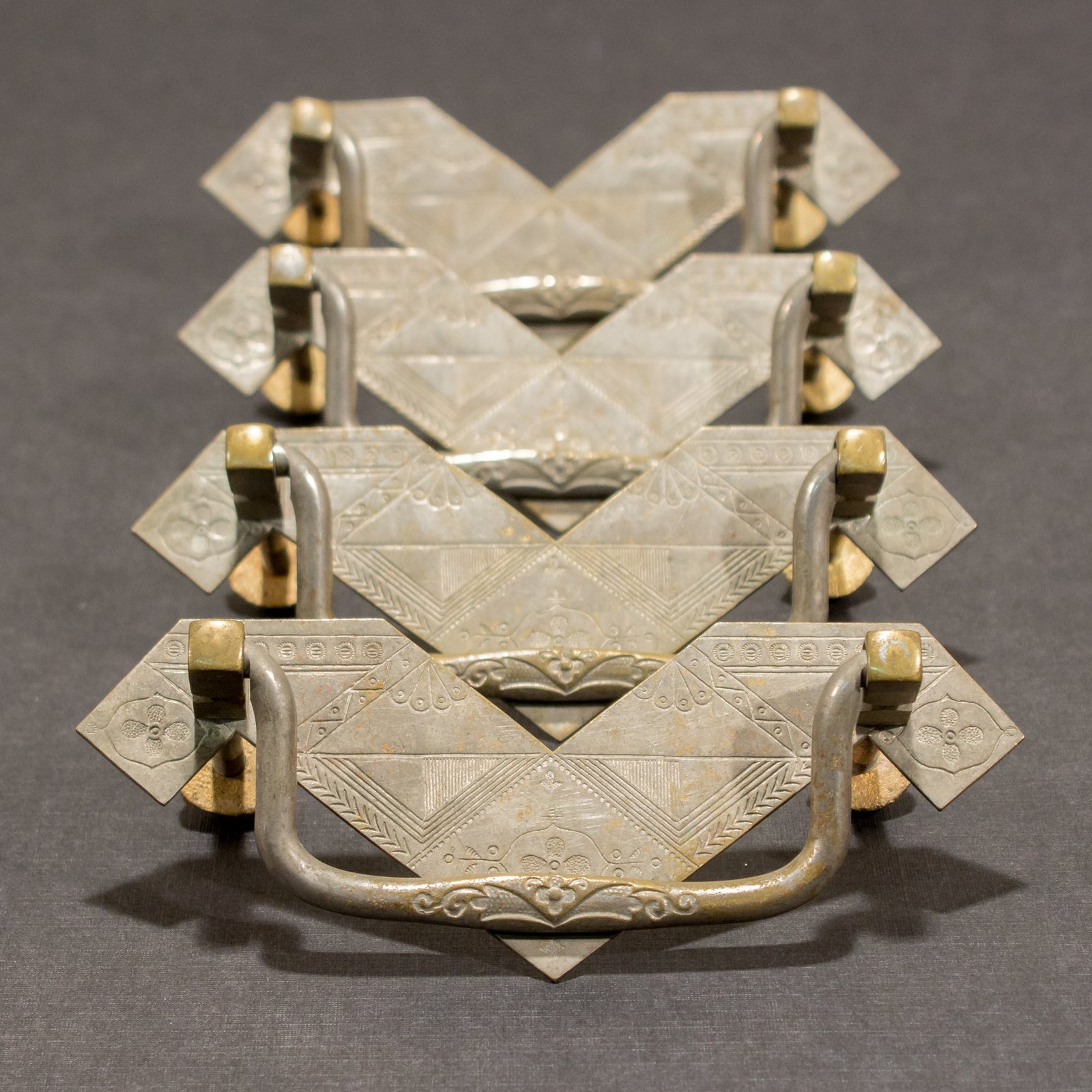 Geometric Victorian Brass Bail pulls