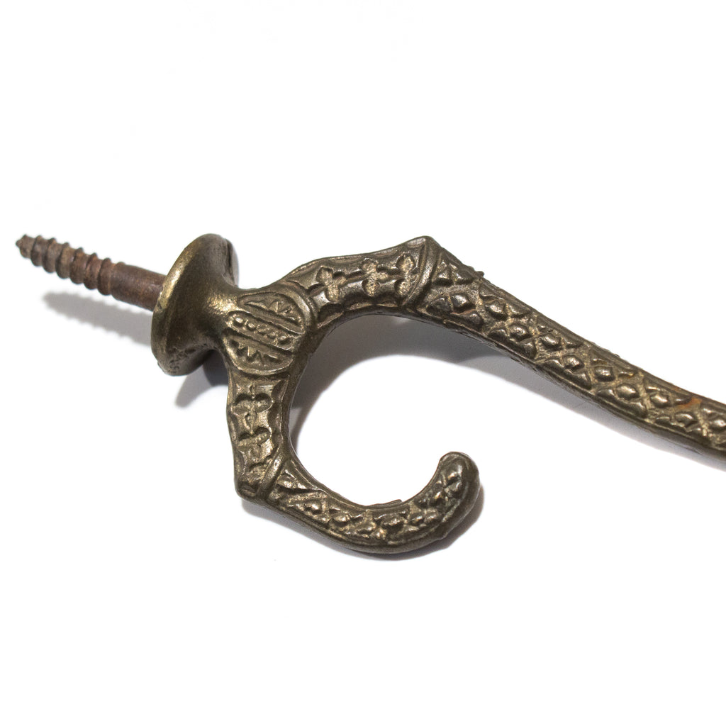 Victorian Iron Ornate Double Screw In Hook