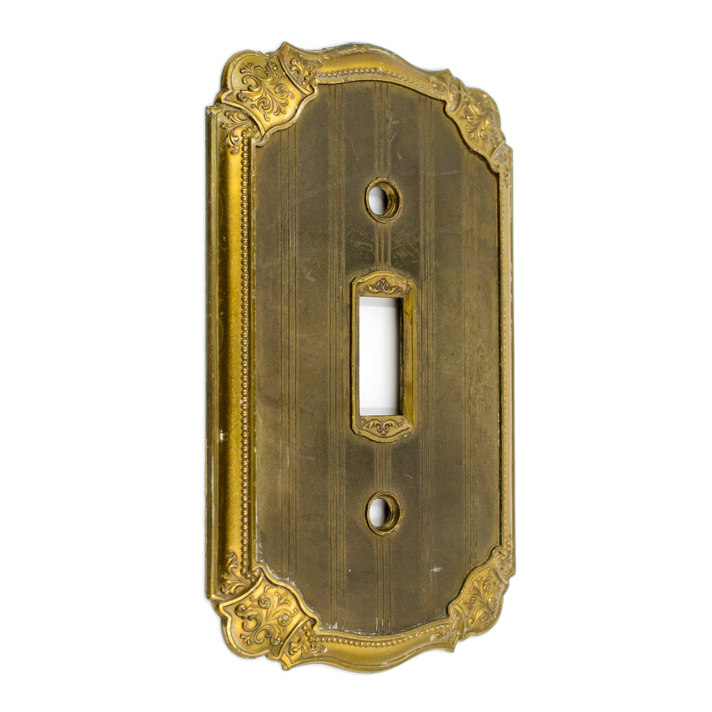 Striped Heavy Brass Switch Plate Covers Single