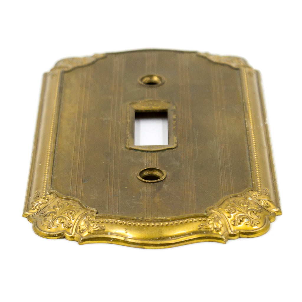 Striped Heavy Brass Switch Plate Covers Single
