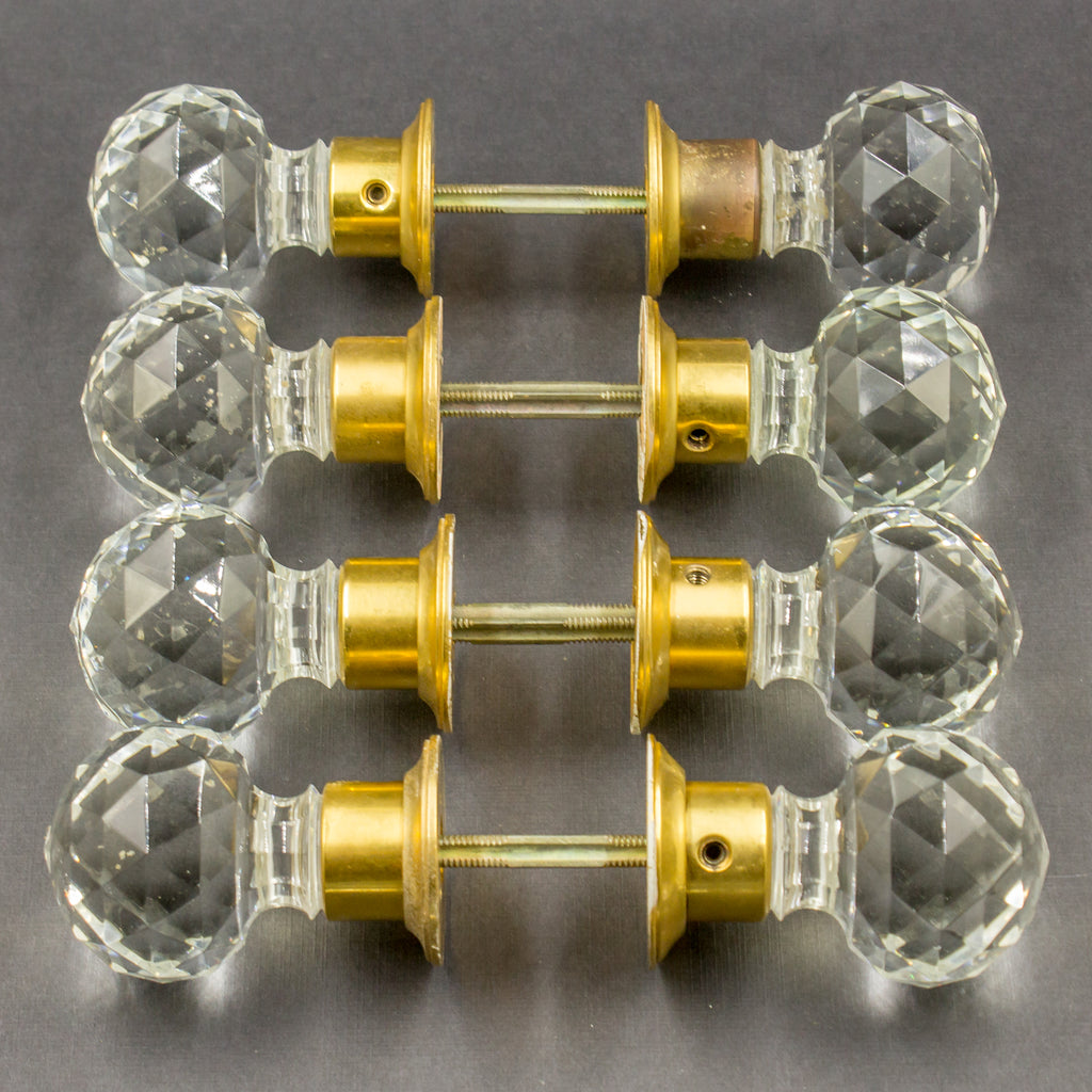 Faceted Repro Crystal Brass Door Knobs