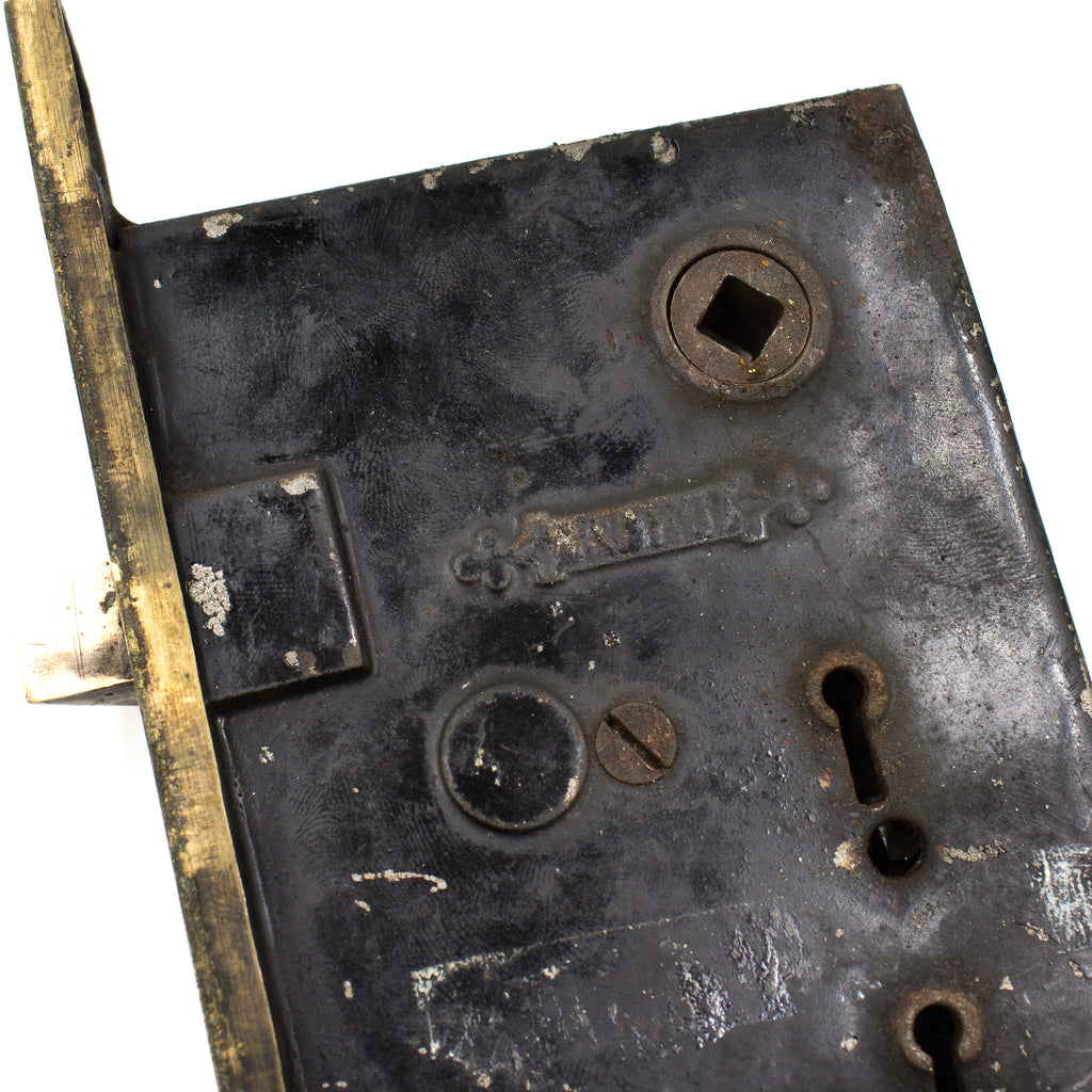 this is a picture of the maker's mark on a vintage Victorian mortise lock