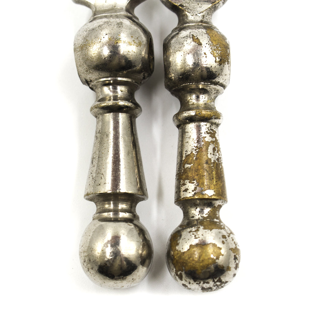 Pair of Antique Hot Cold Nickel Faucet Levers Handles