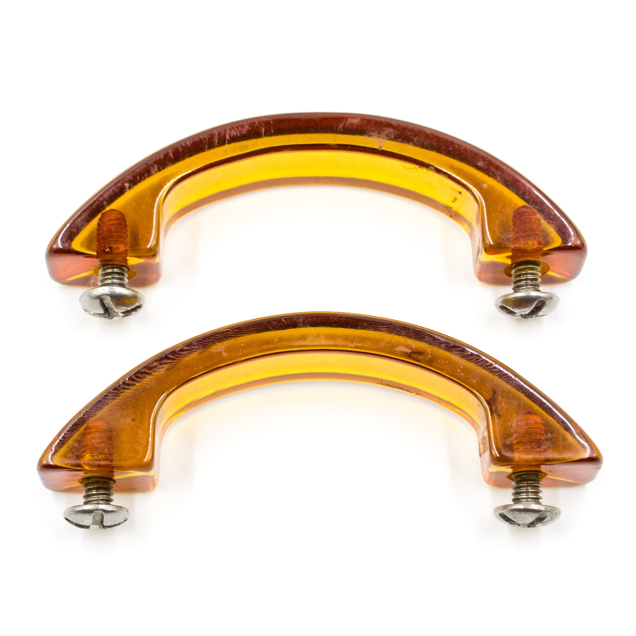Set Of 4 Amber Glass Drawer Pulls - Vintage Style Rootbeer Furniture Handles