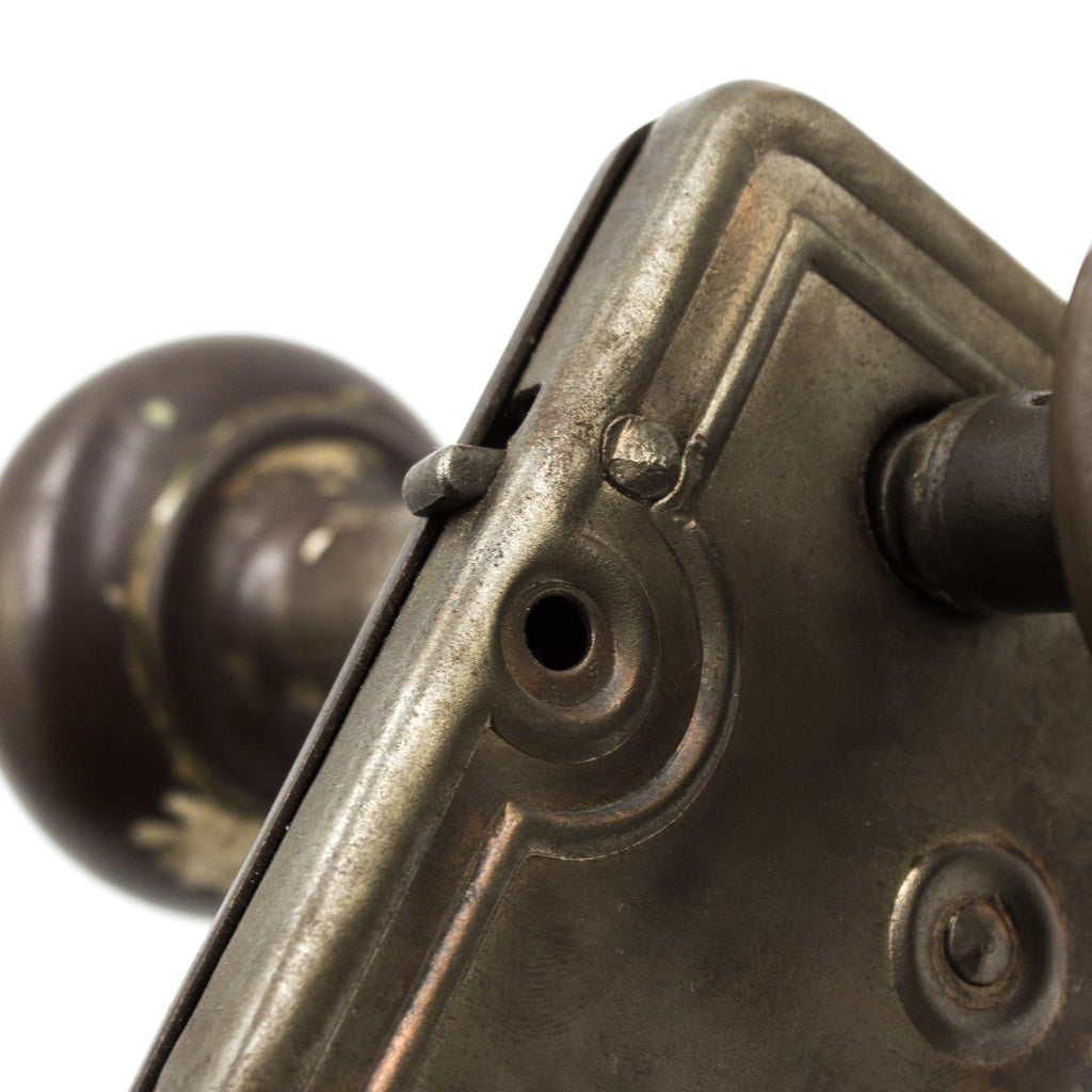 this is an up close picture of the detail on an antique vintage mortise lock
