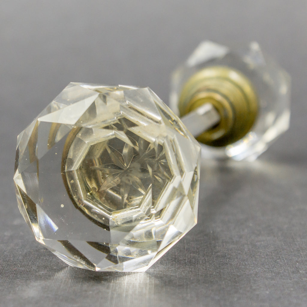 Faceted Clear Glass Antique Door Knobs