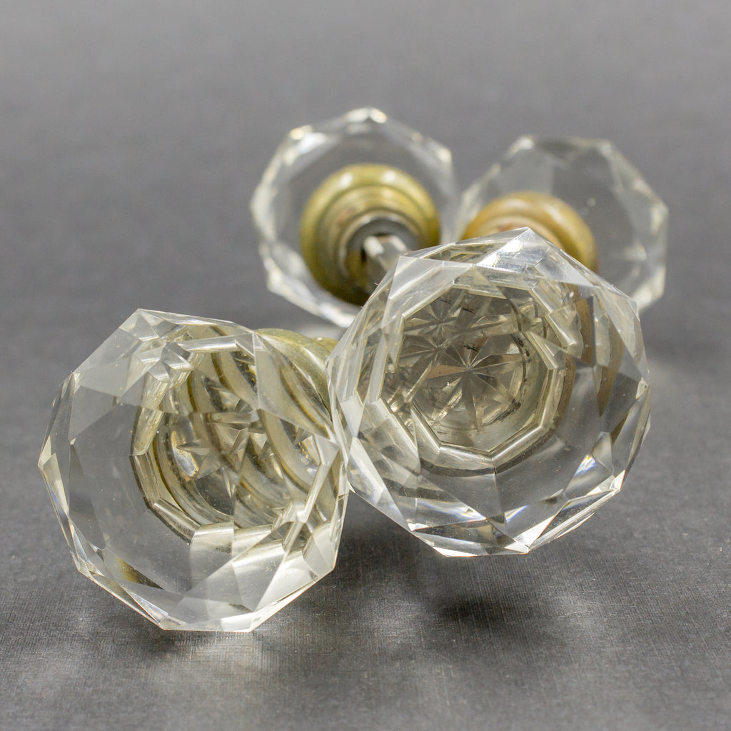 Faceted Clear Glass Antique Door Knobs