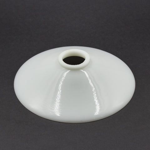 this is a white glass flat shade made by Schoolhouse Electric 