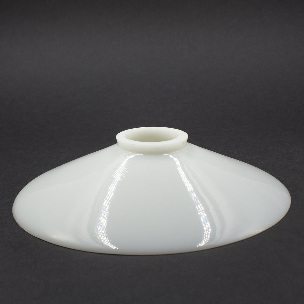this is the side view of a white glass flat shade 