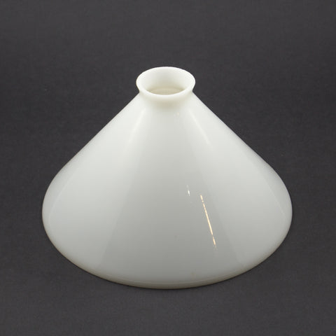 this is a white glass cone shade made by Schoolhouse Electric 