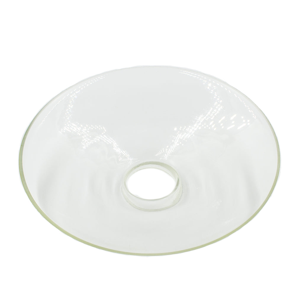 This is a picture of the inside of a clear glass saucer shade