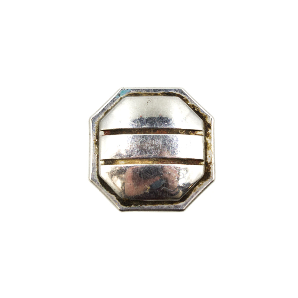 this is a vintage mid century octagonal chrome cabinet or drawer pull knob 