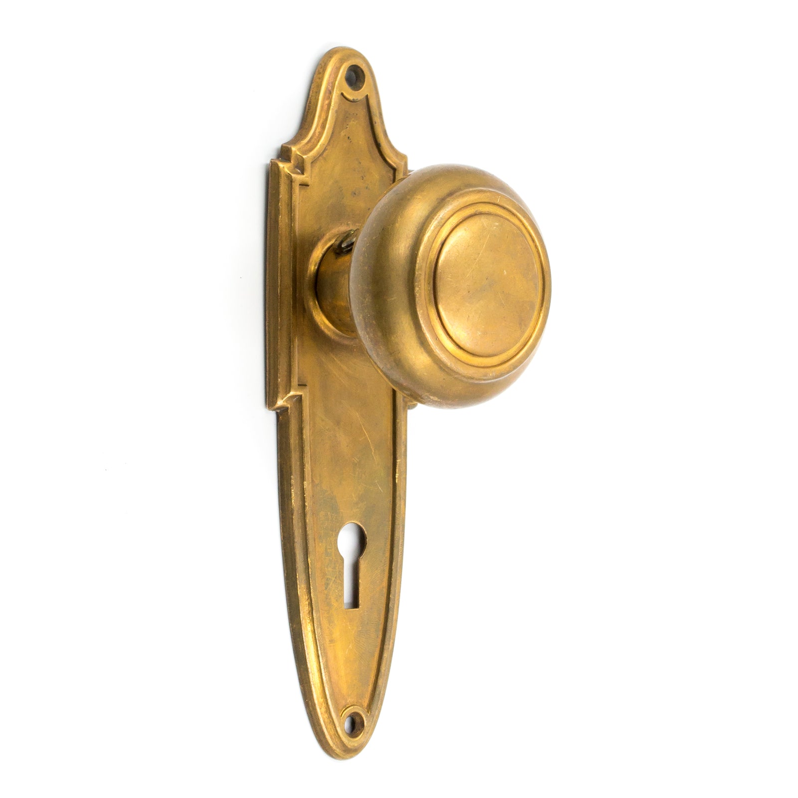 Deco Copper Streamline Door Knobs and Plates Set