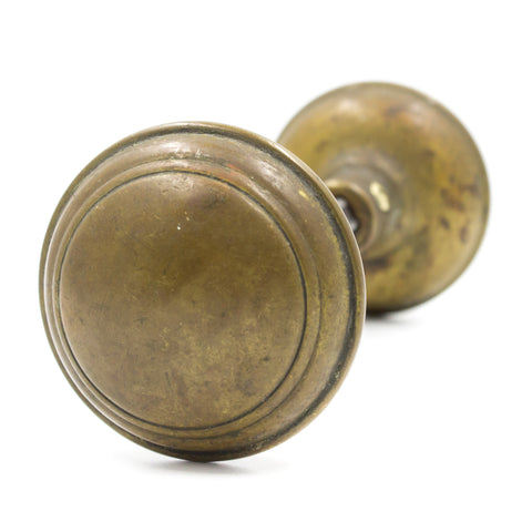Round Ringed Brass Door Knob Set
