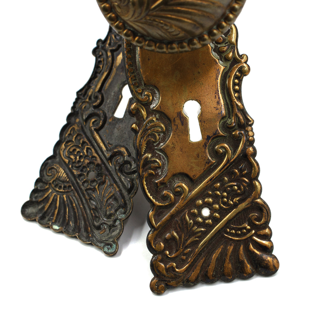 detail of vintage roanoke pattern door knob set