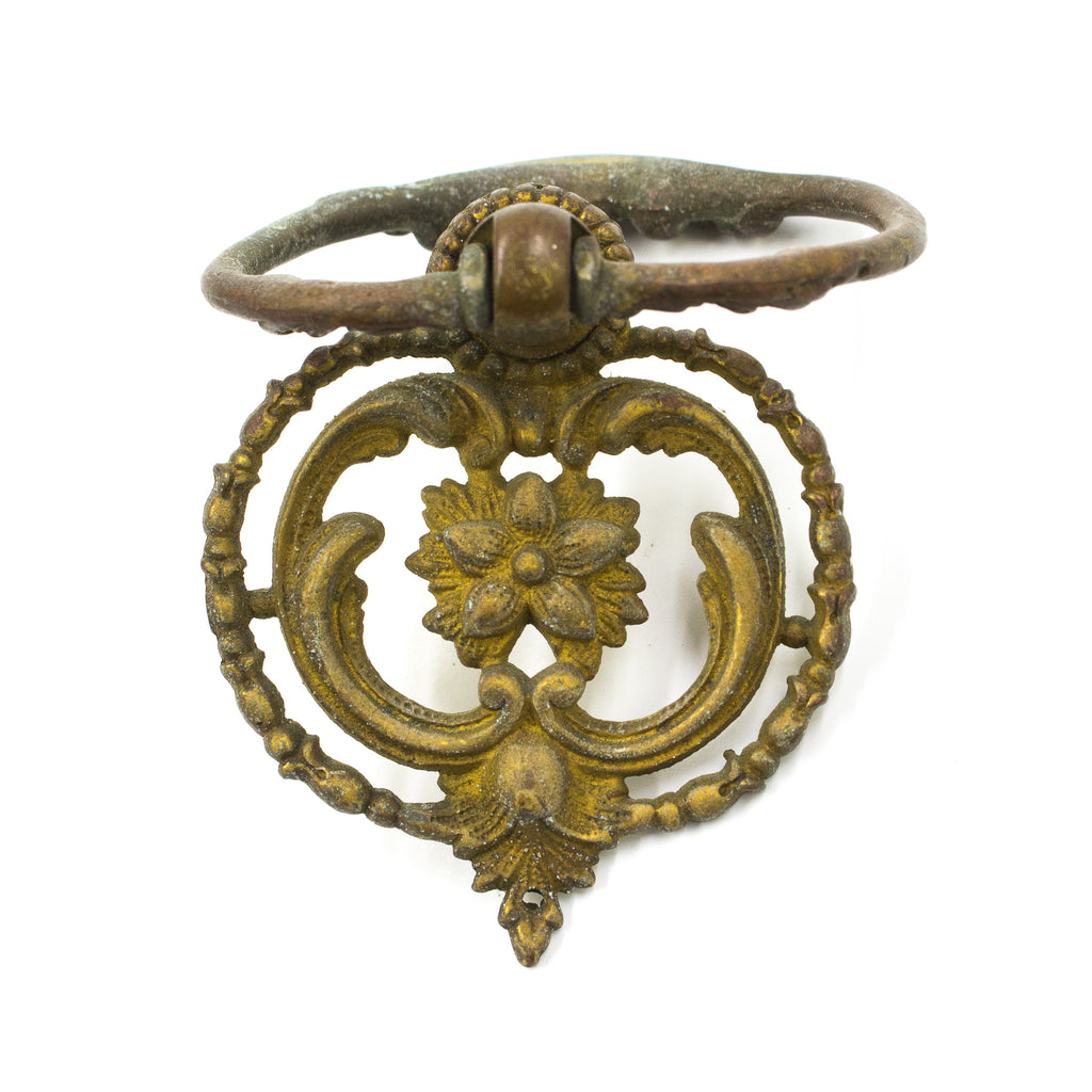 Large Floral Brass Ring Pulls