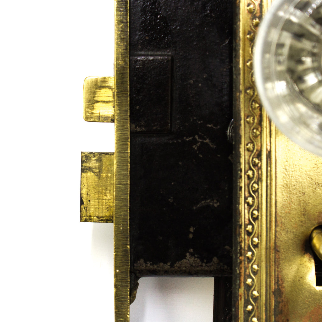 this is a side view showing the locks on a vintage mortise lock set