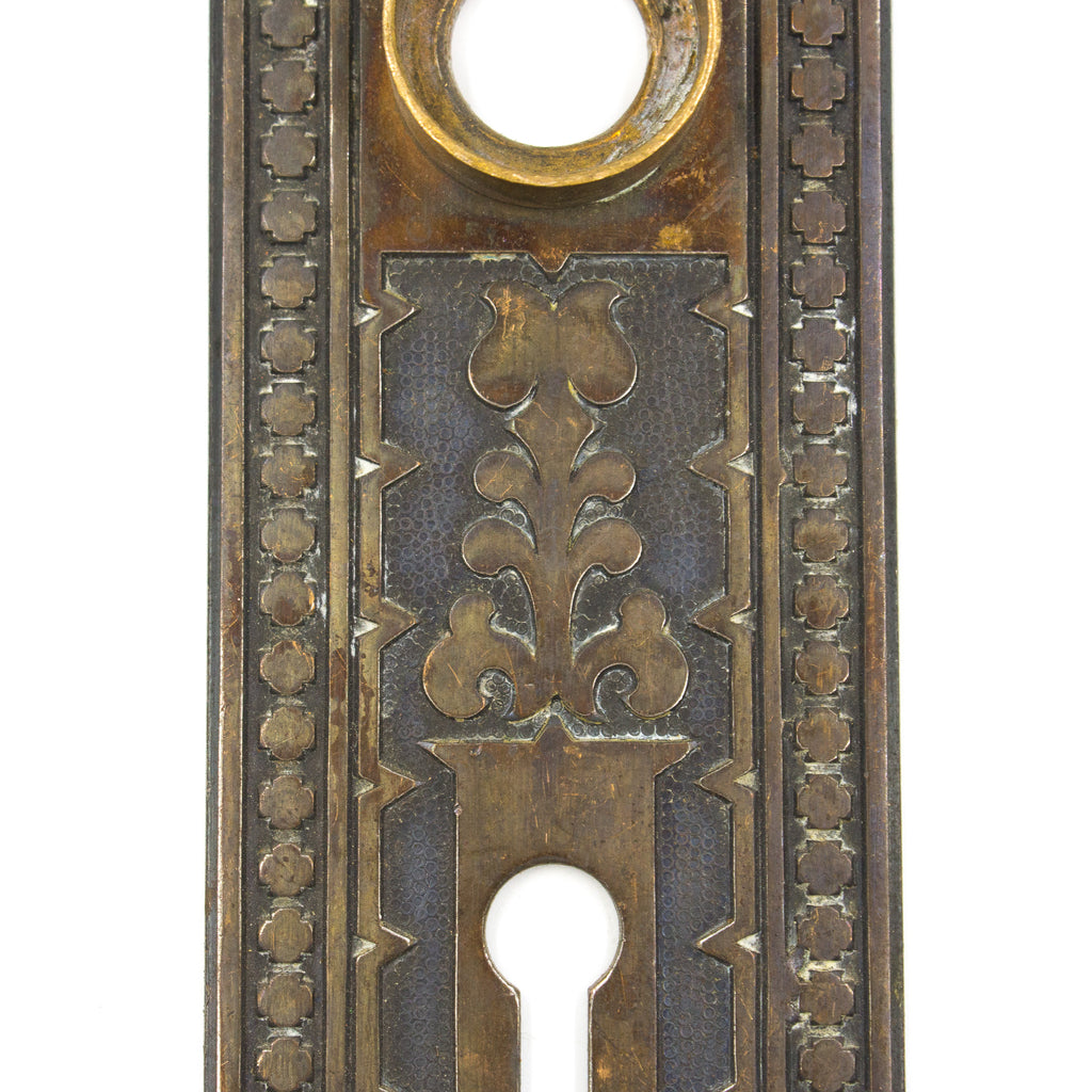 this is a close up of the detail on an antique victorian escutcheon