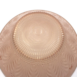 this is the top view of a vintage mid century pink glass three chain shade